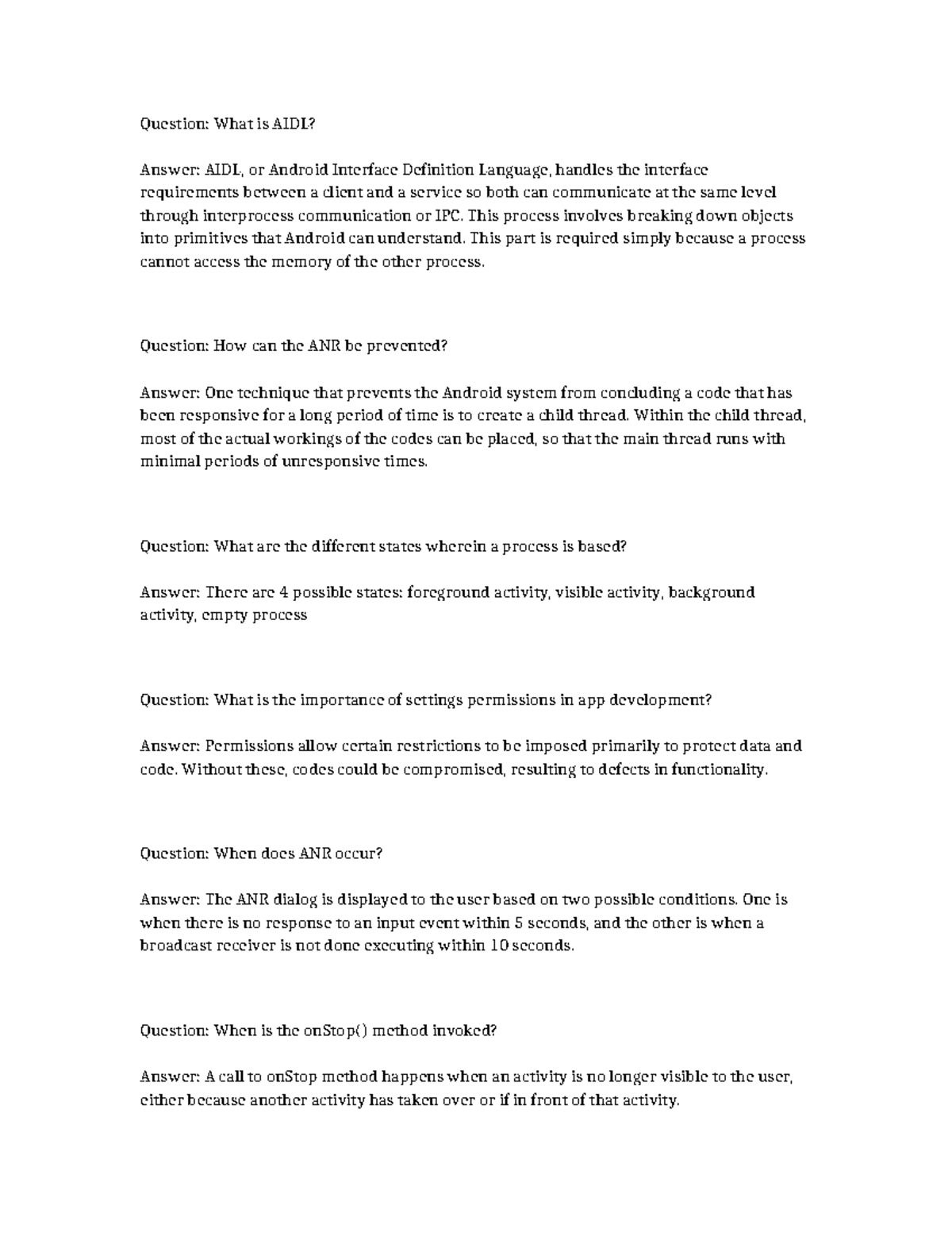 Interveinous bendability counterweight Question What is AIDL? Answer