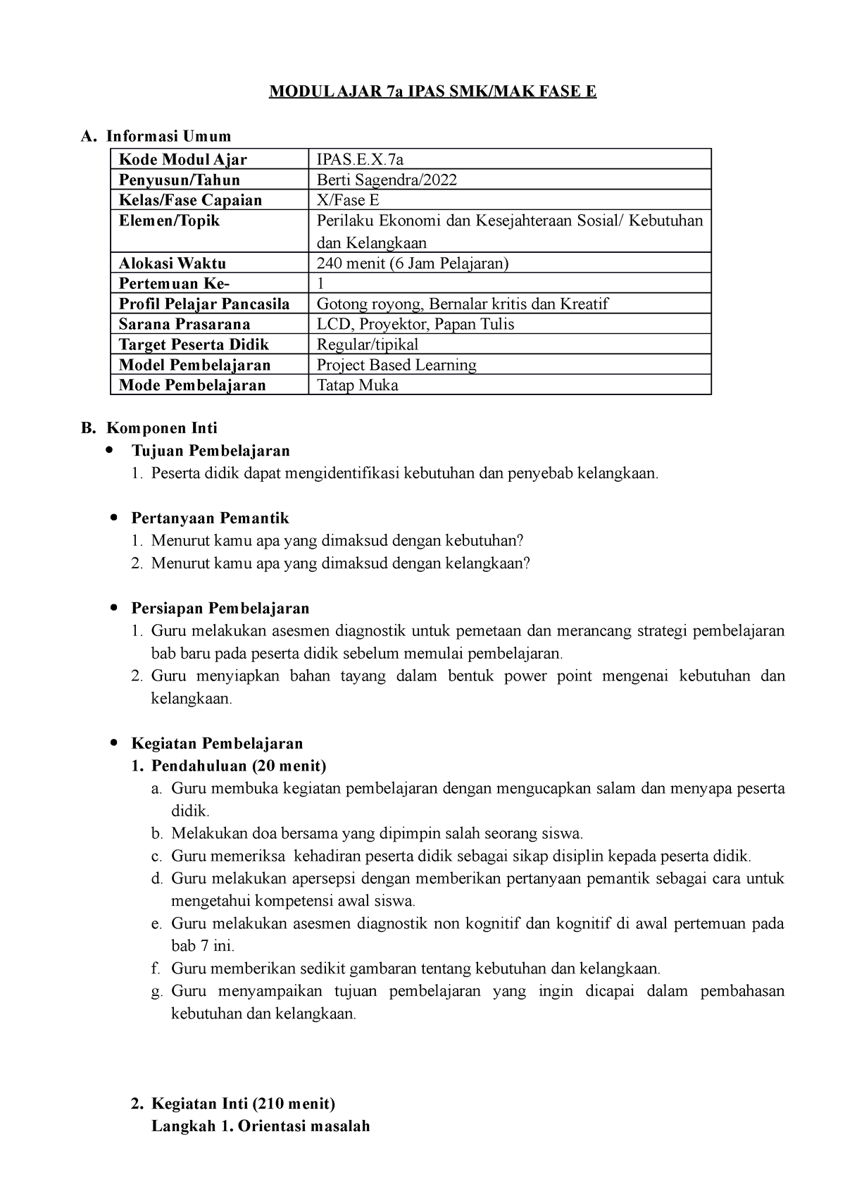 Modul Ajar IPAS SMK Perilaku Ekonomi Dan Kesejahteraan Sosial ...