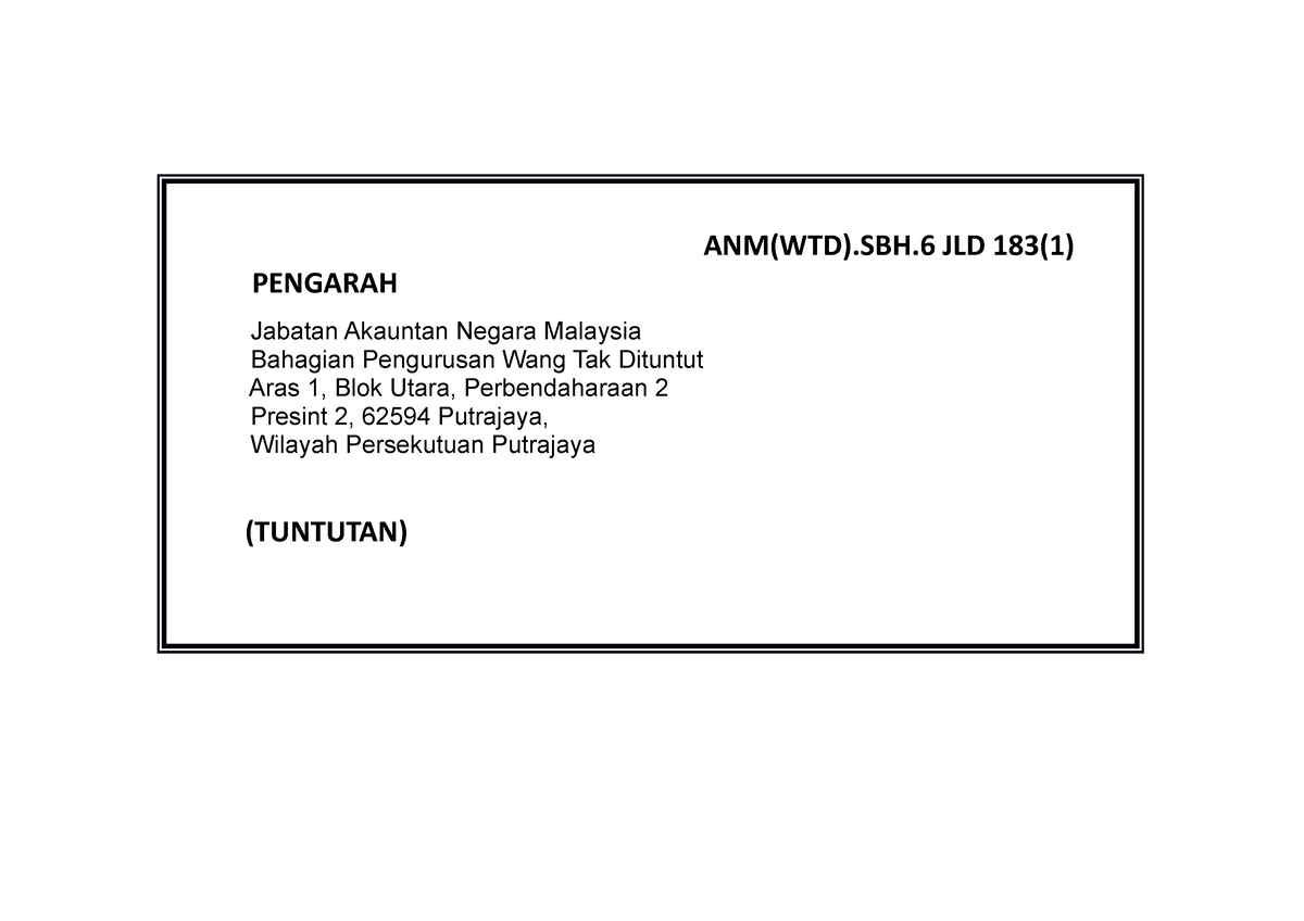 MUKA Depan Sampul Surat - ANM(WTD).SBH JLD 183(1) PENGARAH Jabatan