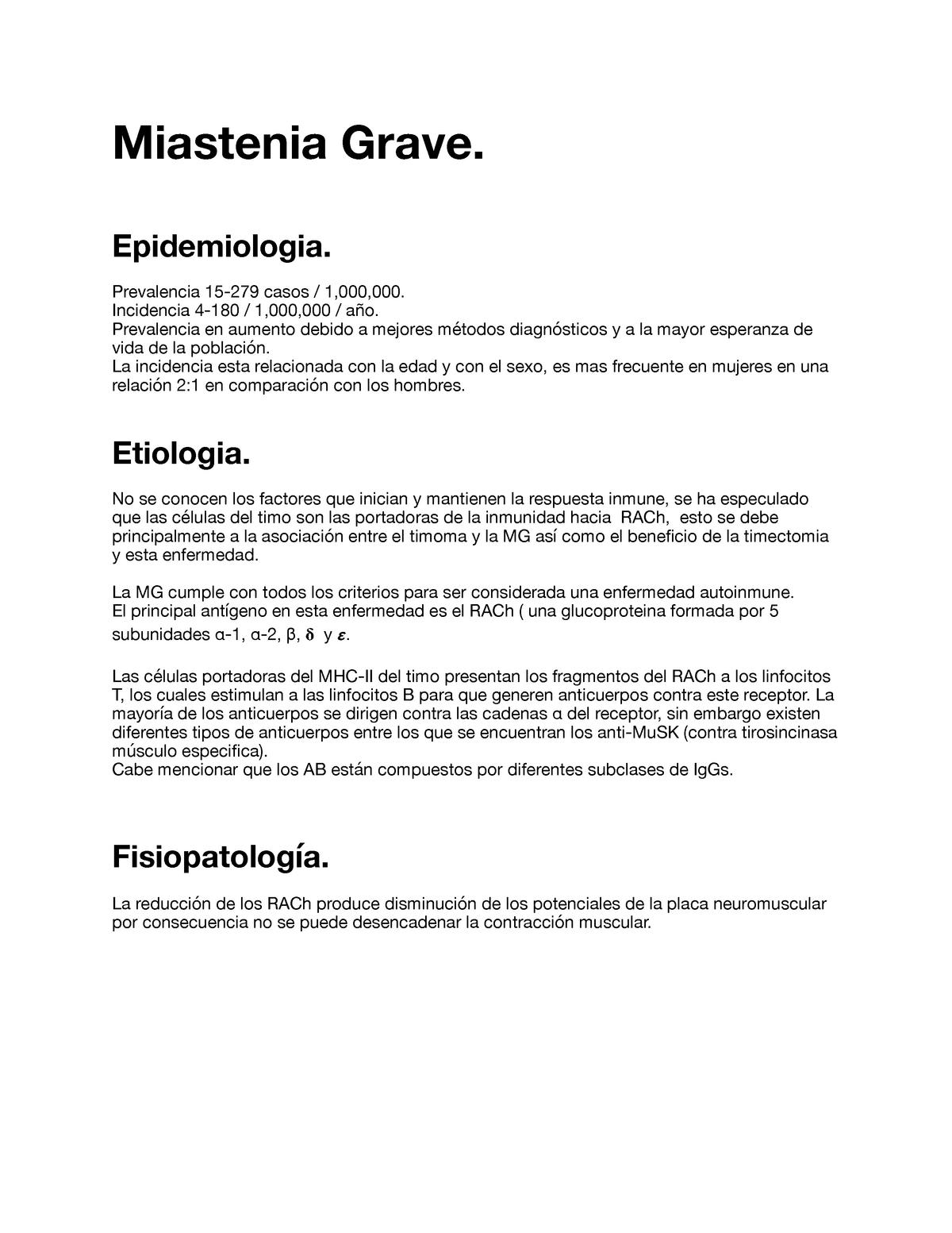 Miastenia Gravis Resumen Neurología Miastenia Grave Epidemiologia Prevalencia Casos 7300
