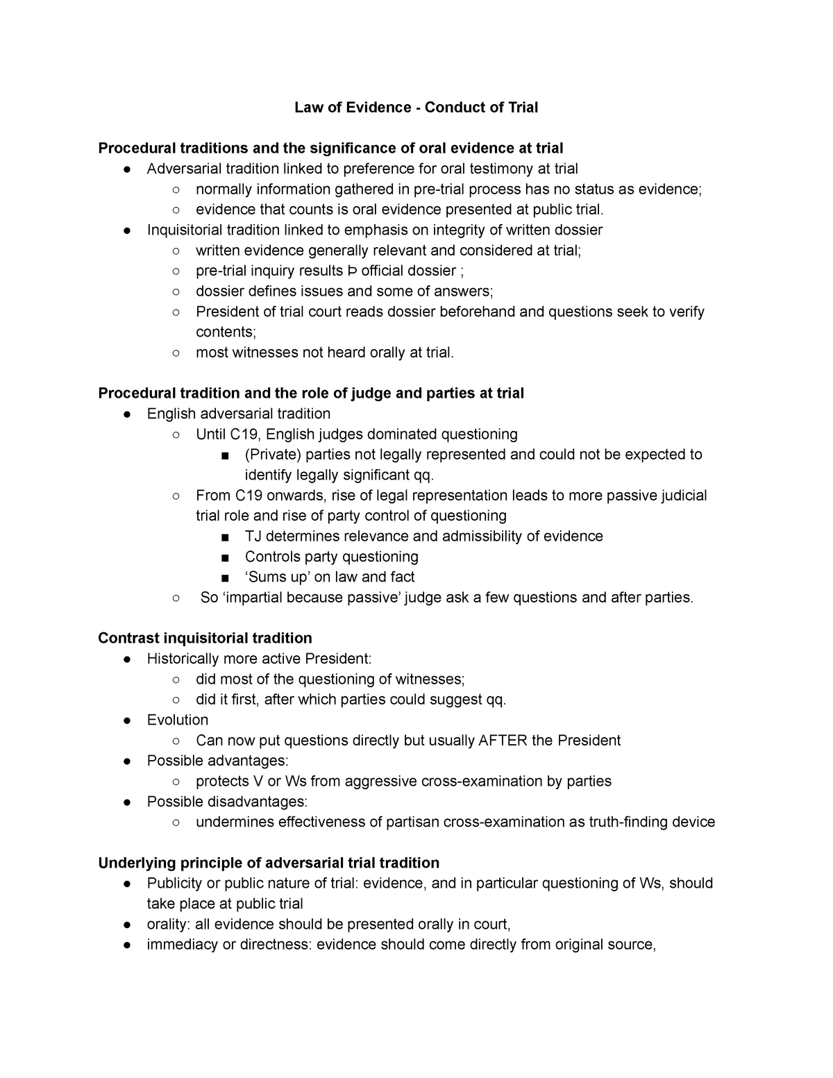 conduct-of-trial-summary-law-of-evidence-conduct-of-trial