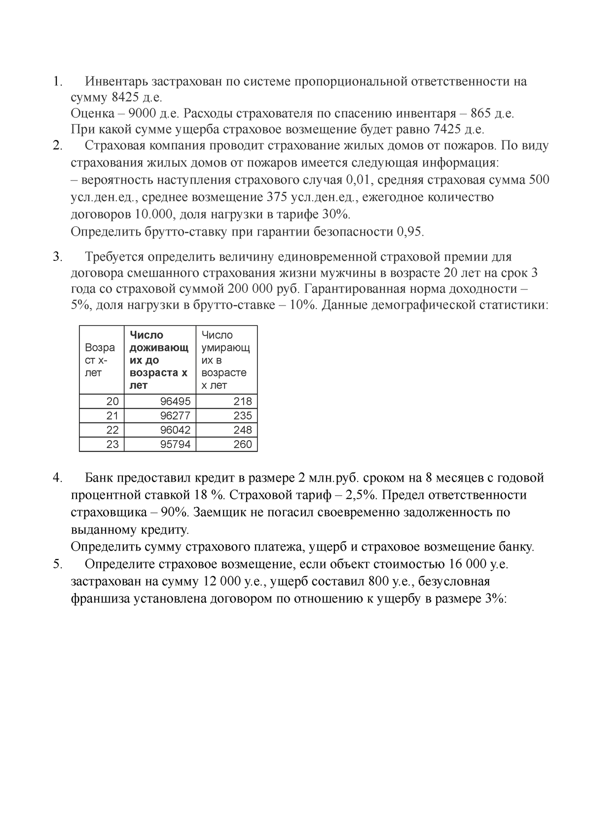 Zadachi po strakhovaniyu kt - Инвентарь застрахован по системе  пропорциональной ответственности на - Studocu