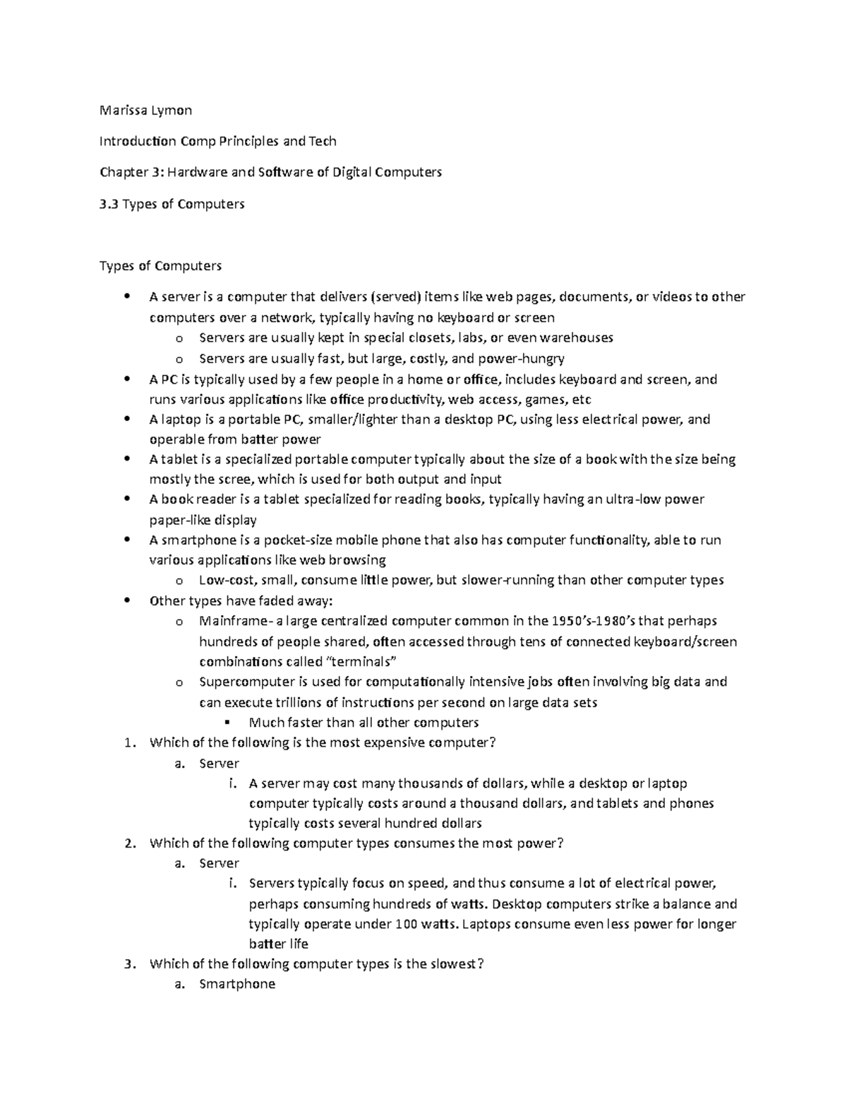 3.3 Types of Computers - Marissa Lymon Introduction Comp Principles and ...