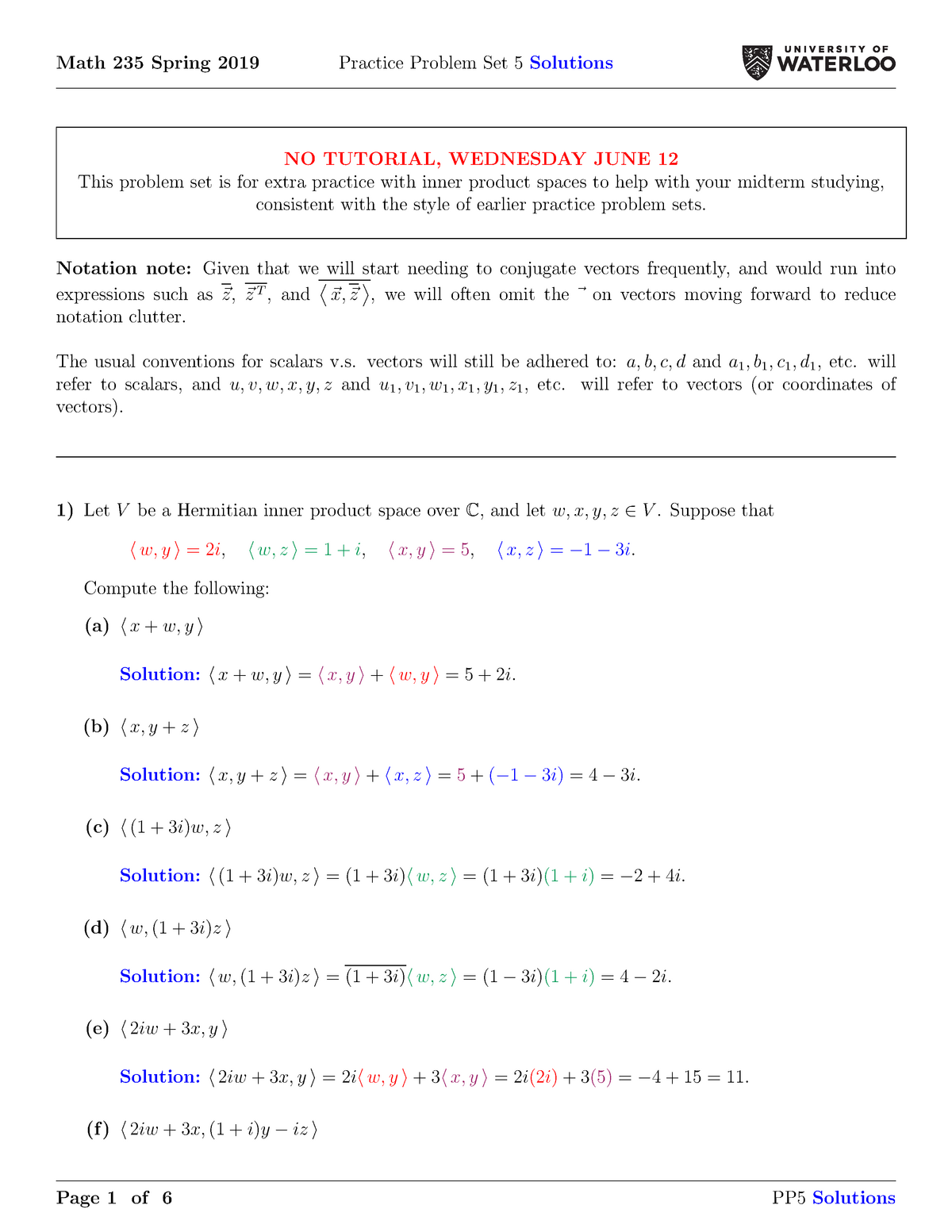 M235 S19 Pp5 Sol Practice Math 235 Spring 2019 Practice Problem Set