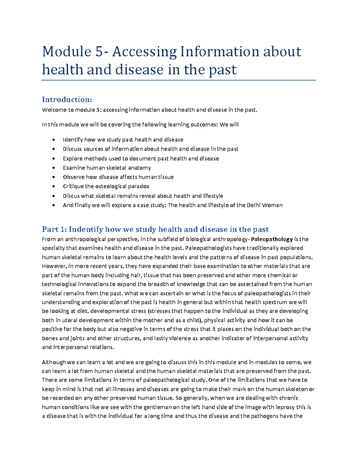 Module 5- Accessing Information about health and disease in the past ...