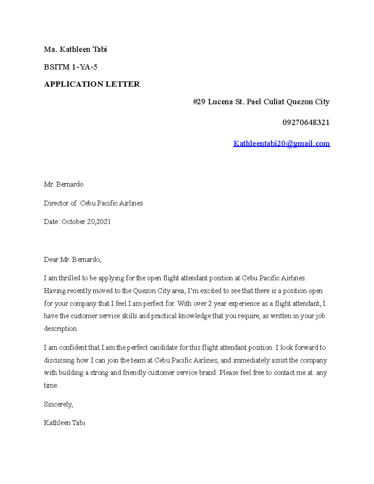 5 Business Letter - purcom - BSITM 1-YA- APPLICATION LETTER #29 Lucena