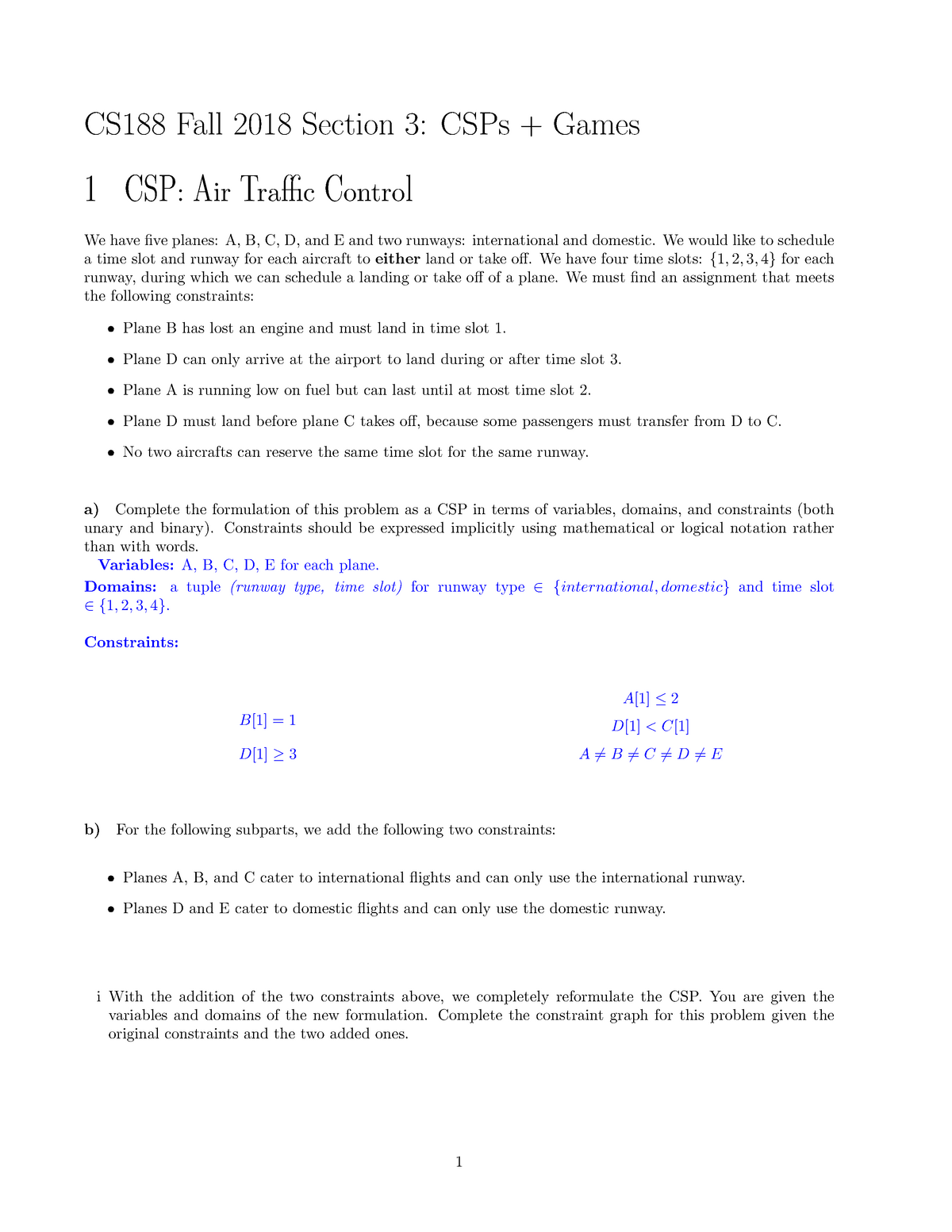 Section 3 Solutions - Tutorial With Solution - CS188 Fall 2018 Section ...