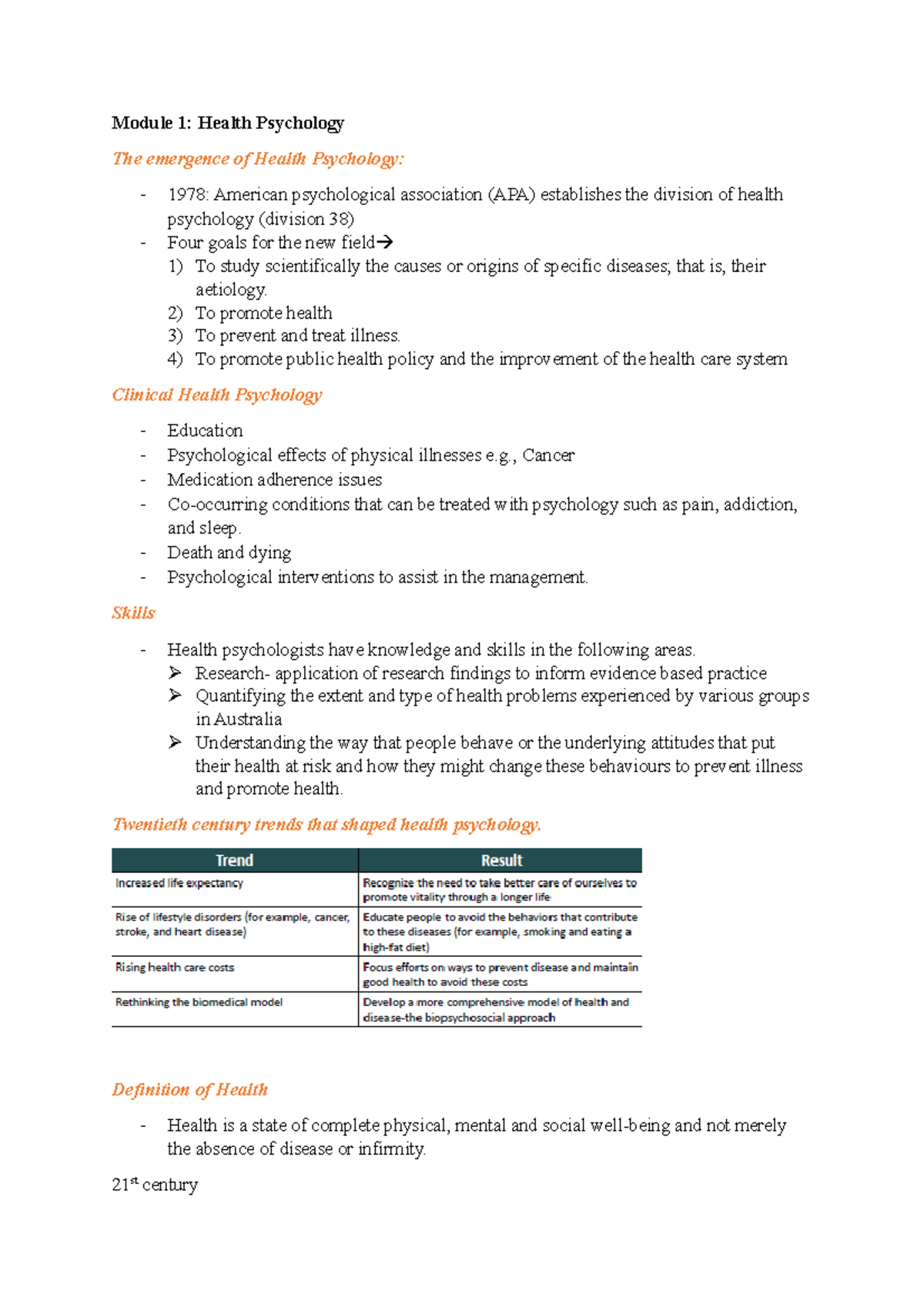 Module 1 - Module 1: Health Psychology The Emergence Of Health ...