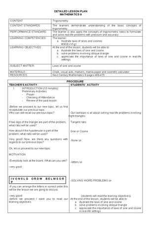 1st Quarter - Mathematics 1&2 - Week 3 - Multi-Grade Daily Lesson Log ...