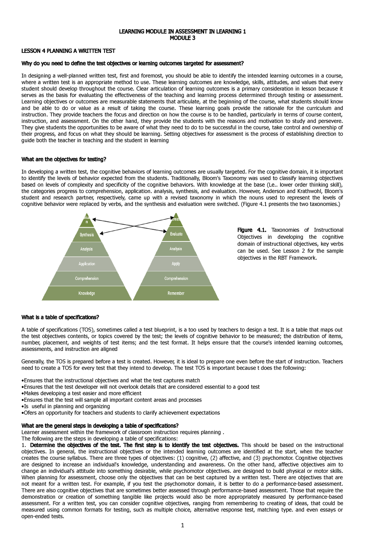 Module-3 -BSED-SS3 Assessment-in-Learning-1 - LEARNING MODULE IN ...