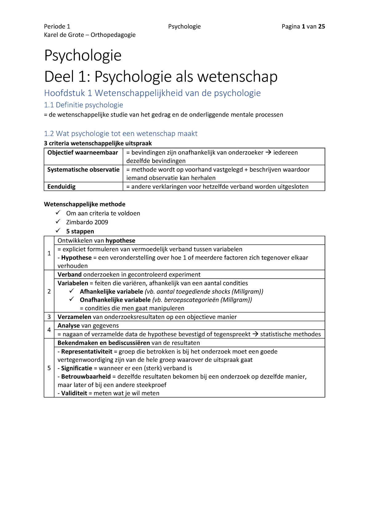 Psychologie - Samenvatting Gemaakt Van Cursus En Powerpoints. - Karel ...