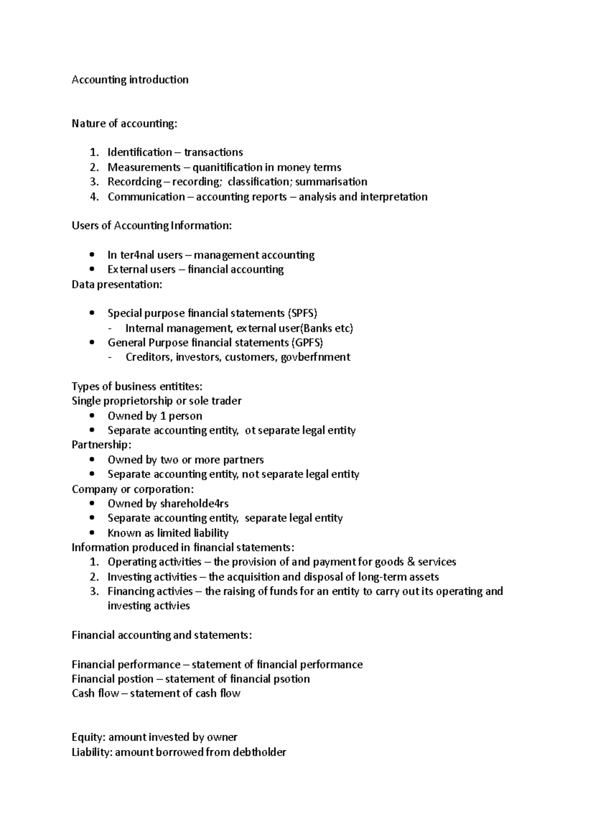 Accounting introduction - Accounting introduction Nature of accounting ...