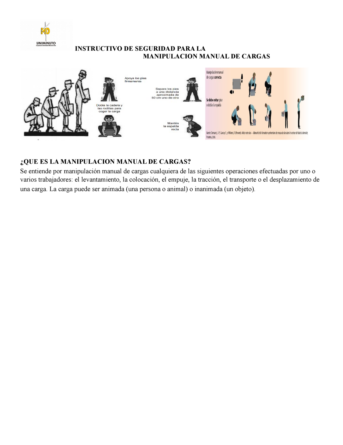 Instructivo Manipulacion Manual De Cargas Manipulacion Manual De Cargas ¿que Es La 3787