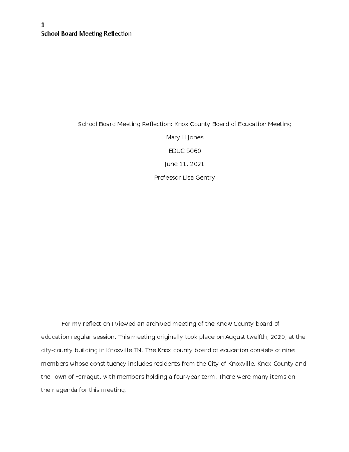 School board reflection - School Board Meeting Reflection School Board ...