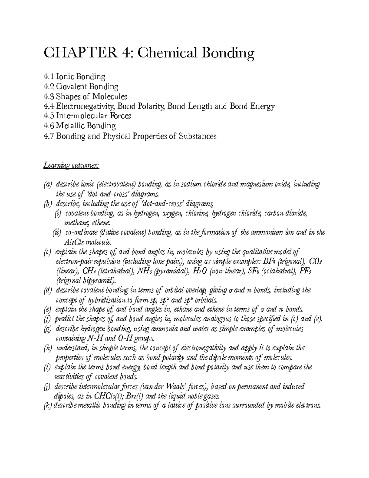 Chapter 4 Chemical Bonding - CHAPTER 4: Chemical Bonding 4 Ionic ...