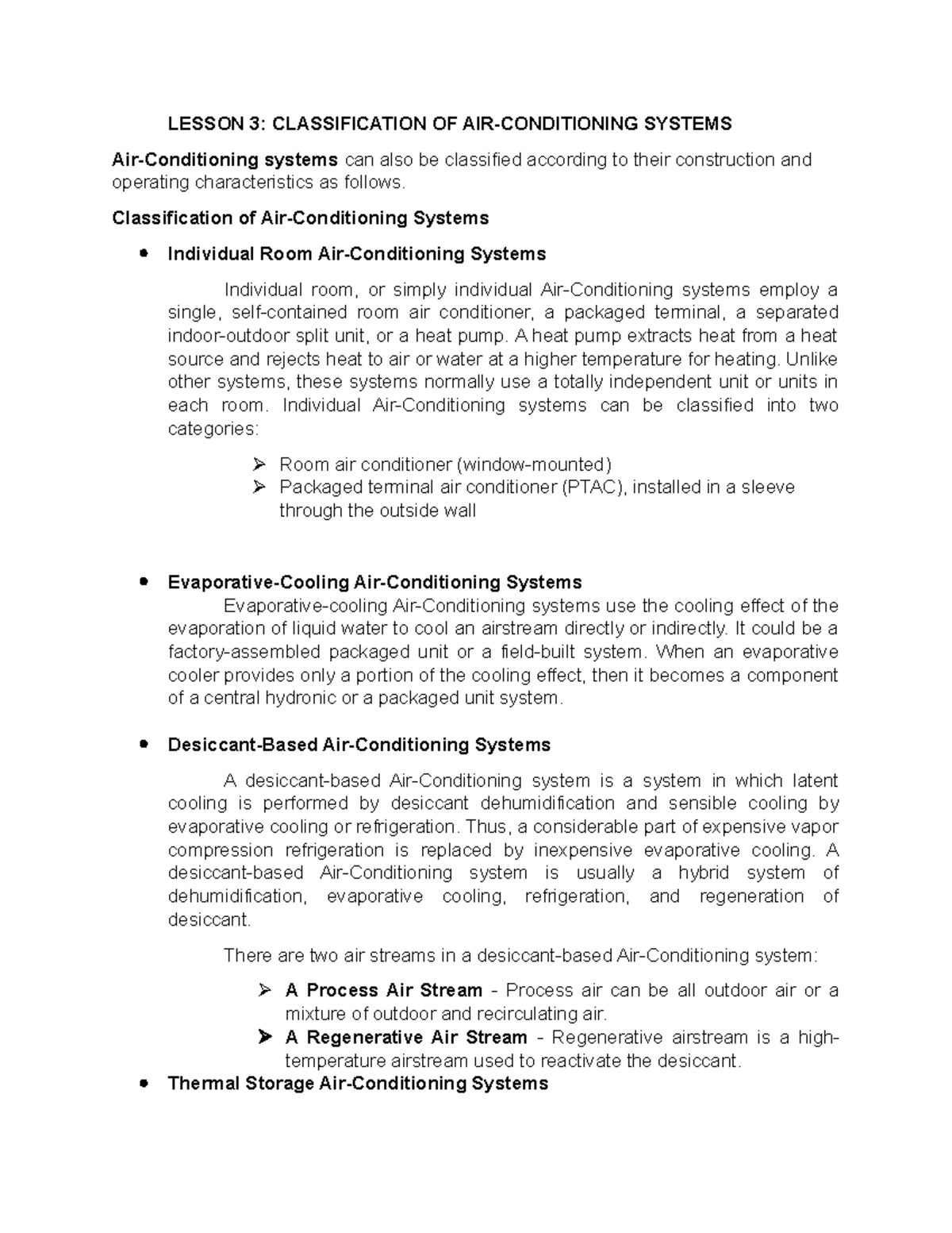 Btled TEC 124 ( Finals) Summary - LESSON 3: CLASSIFICATION OF AIR ...