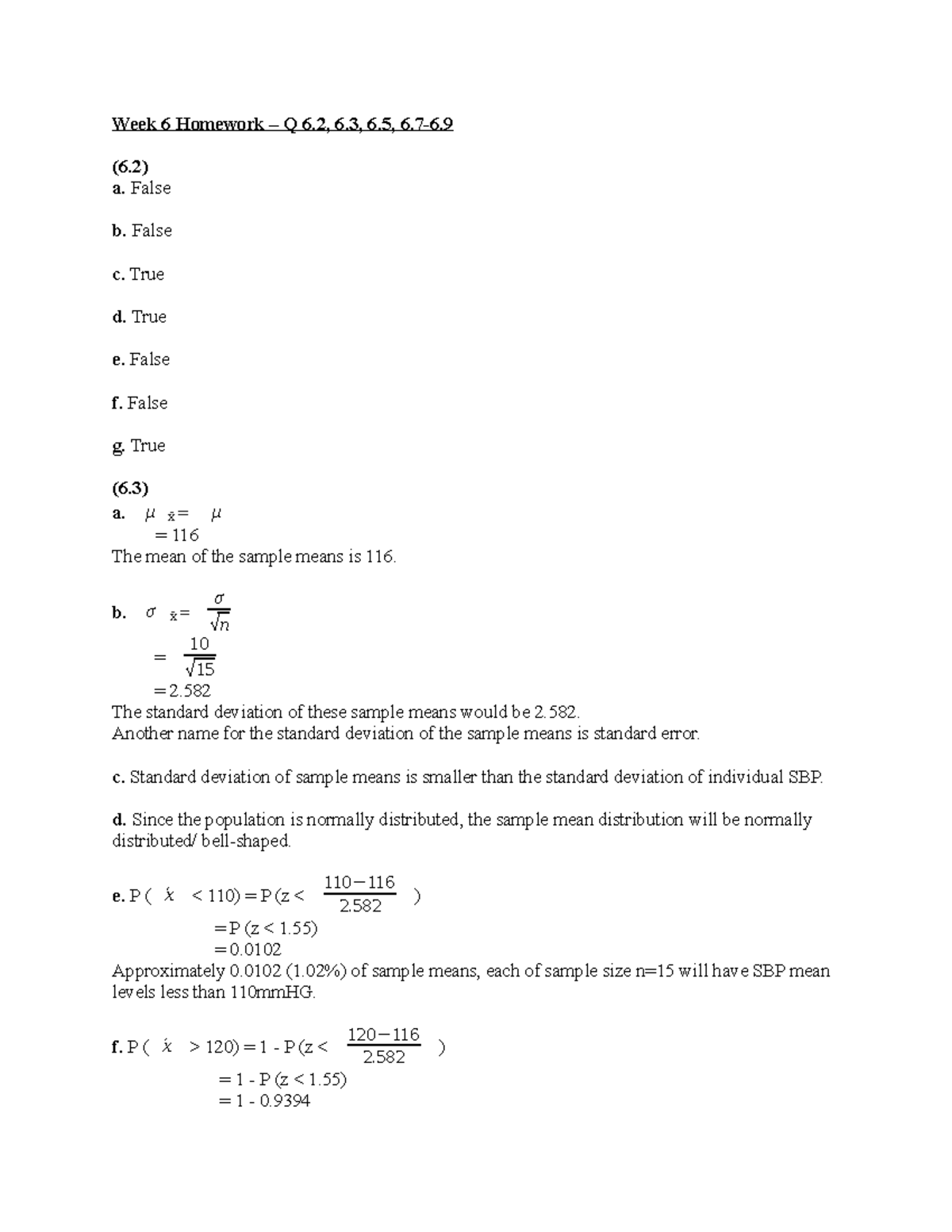 Week 6 Homework - HLSC 2P07 - Brocku - Studocu