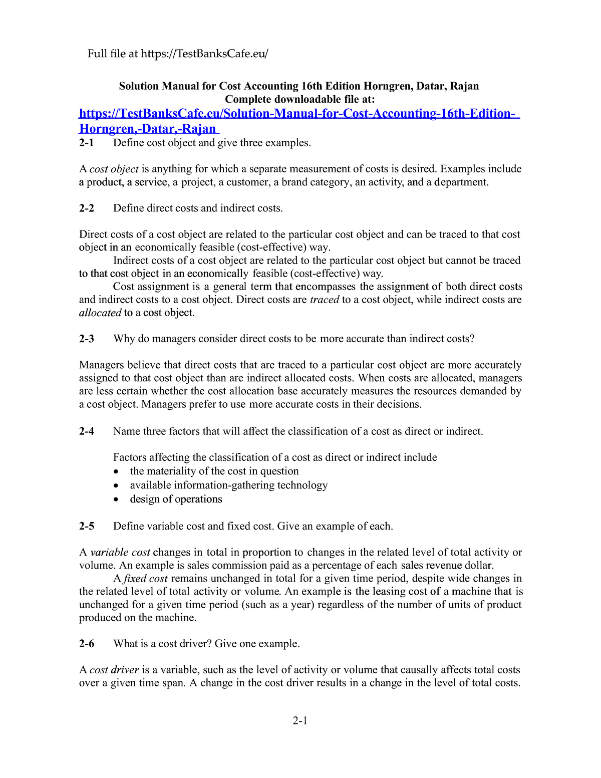 Costaccountingmanual (ch2)16theditionhpdfpdffree horngren cost accounting solutions