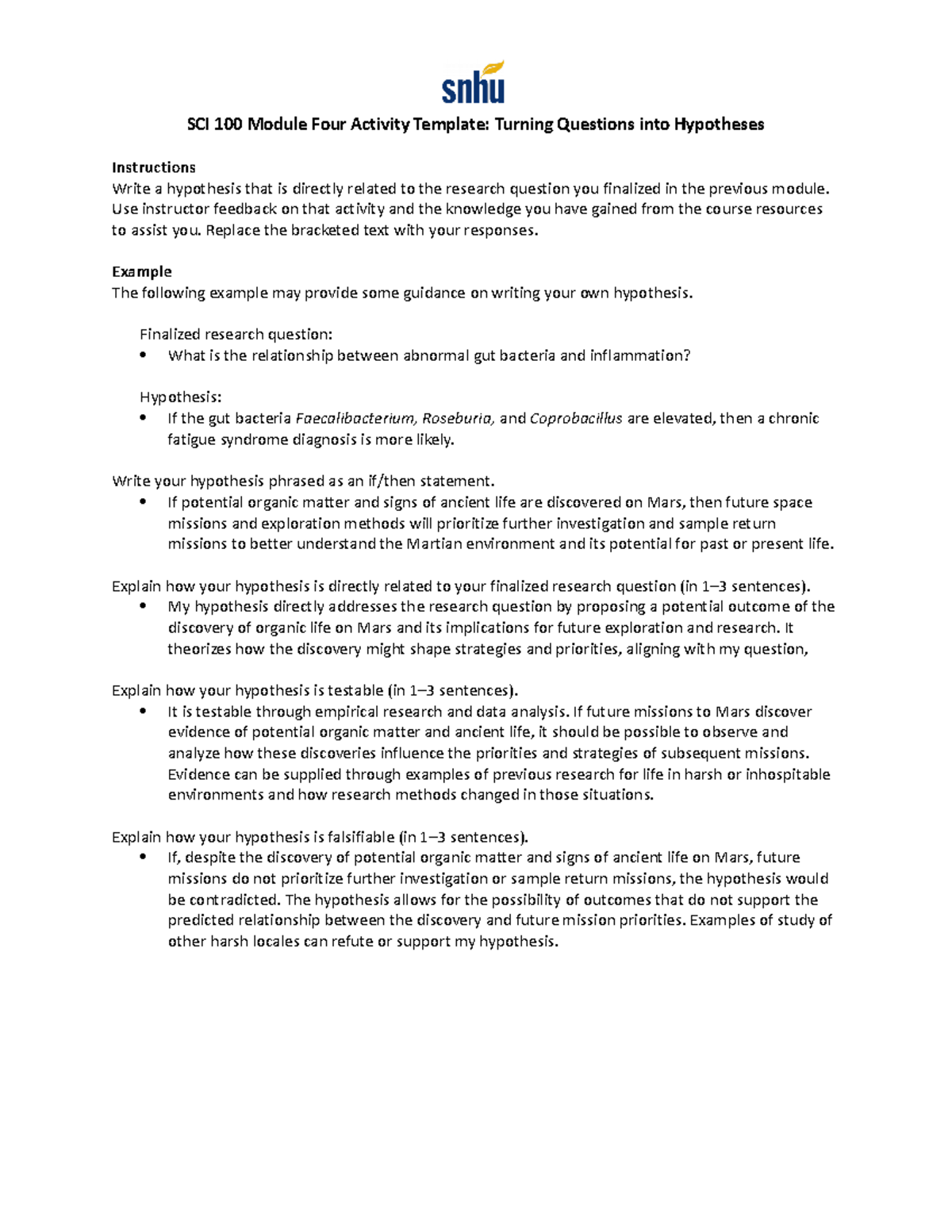 SCI 100 Module Four Activity complete - SCI 100 Module Four Activity ...
