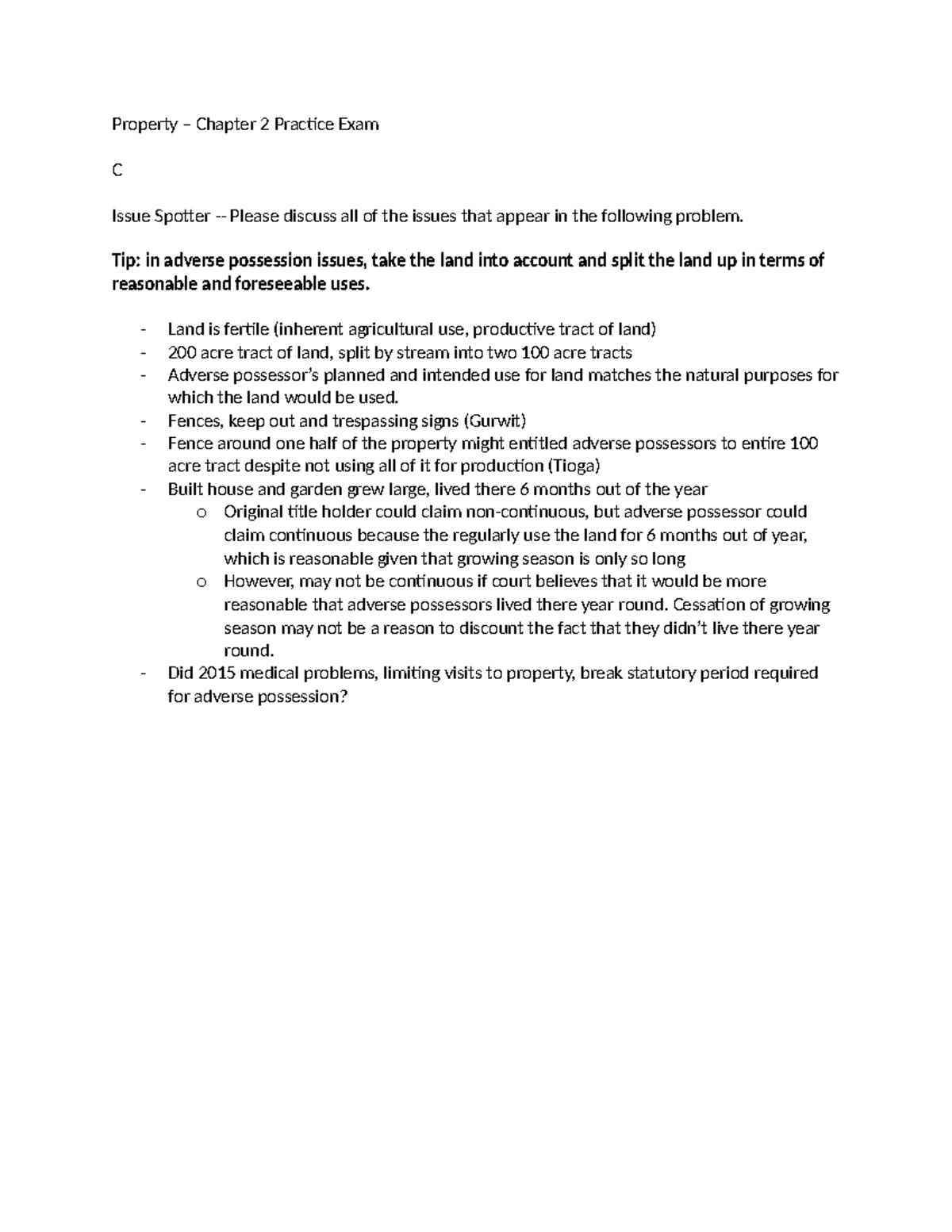 Property Chapter 2 Practice Exam Property Chapter 2 Practice Exam C