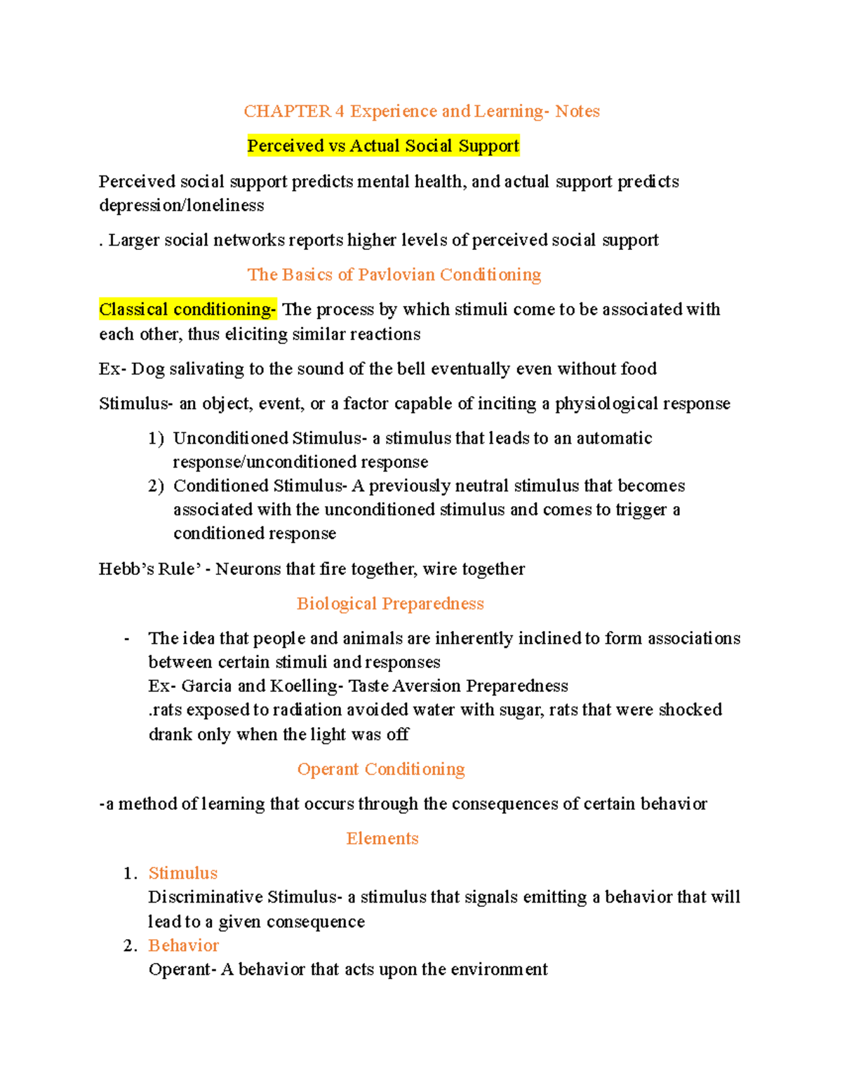 Sep 16 Chapter 4 notes - PSYC 305 - TAMU - Studocu