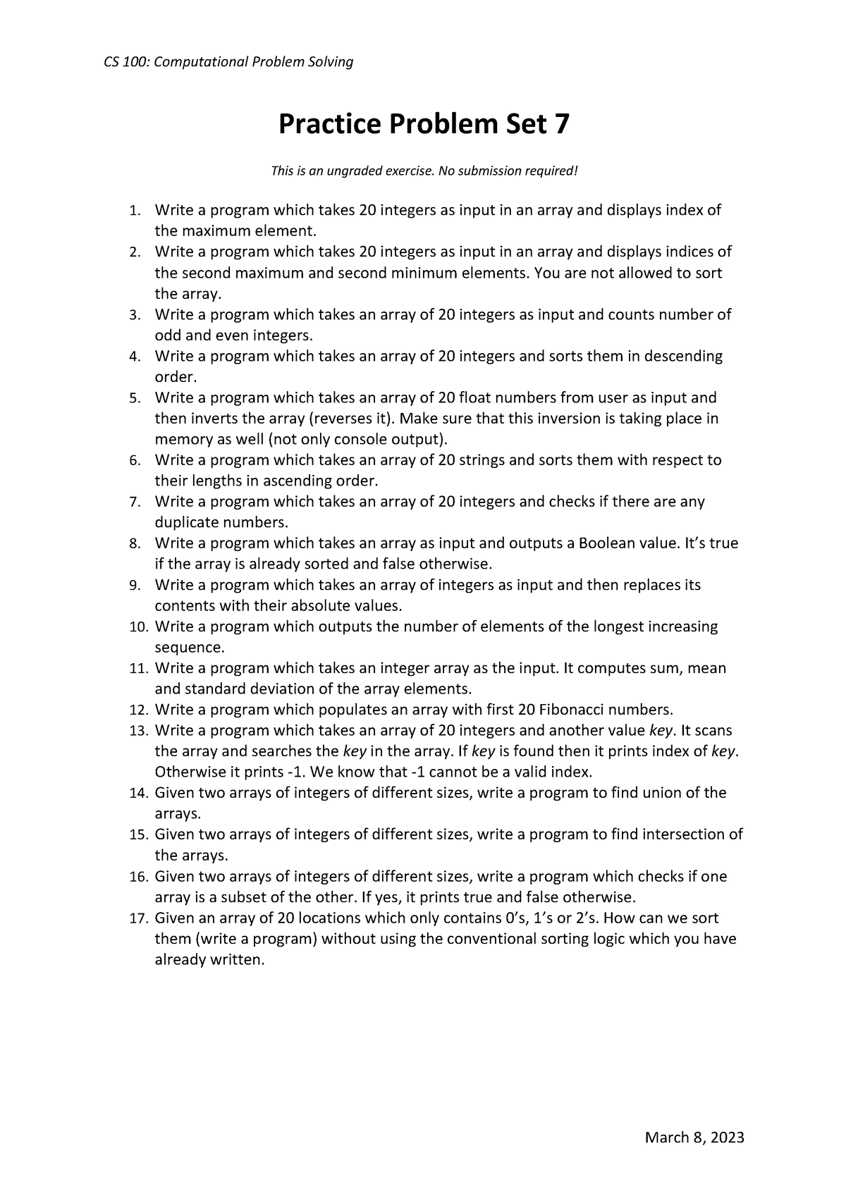 ces foundation course problem solving answers