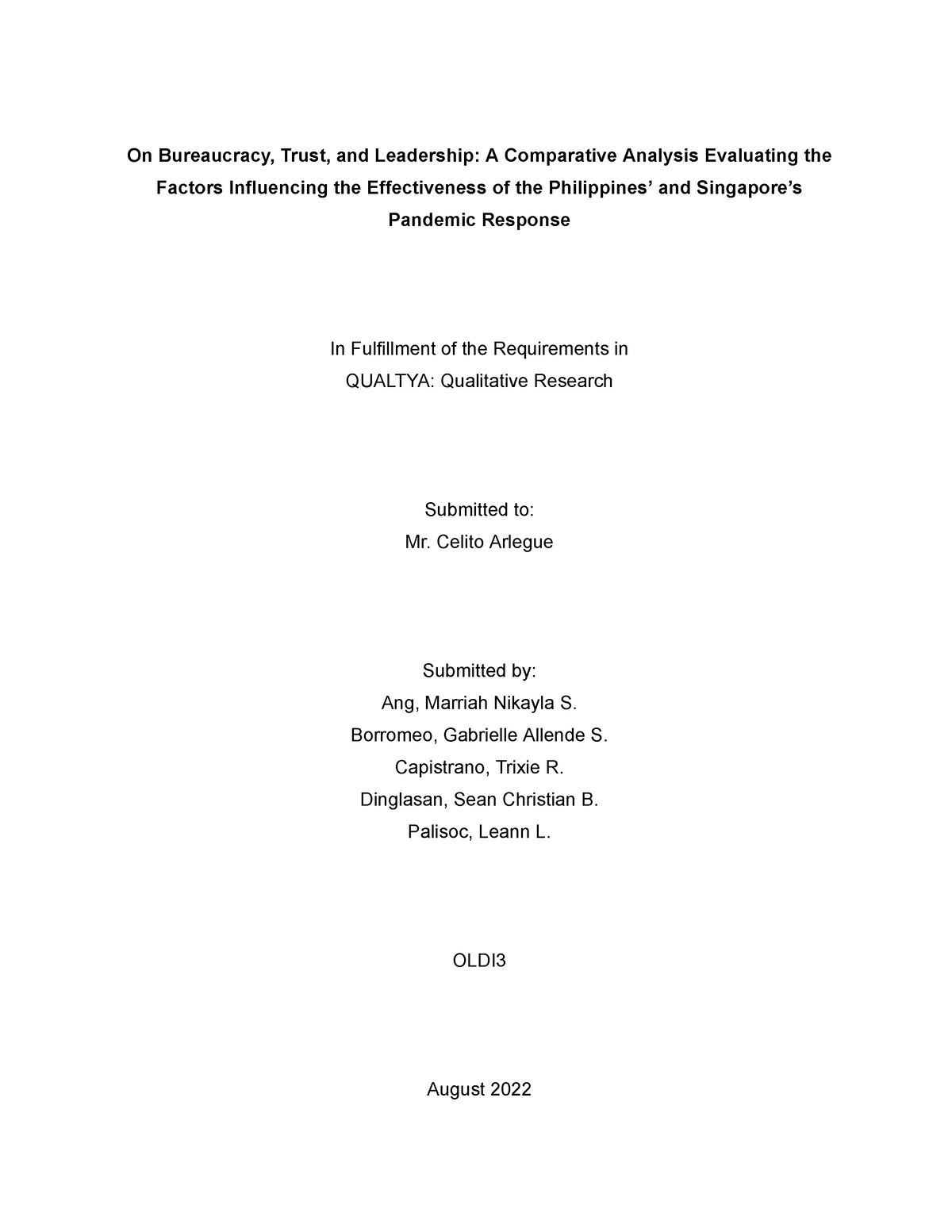 Comparative Analysis on Philippines and Singapores Pandemic Response ...