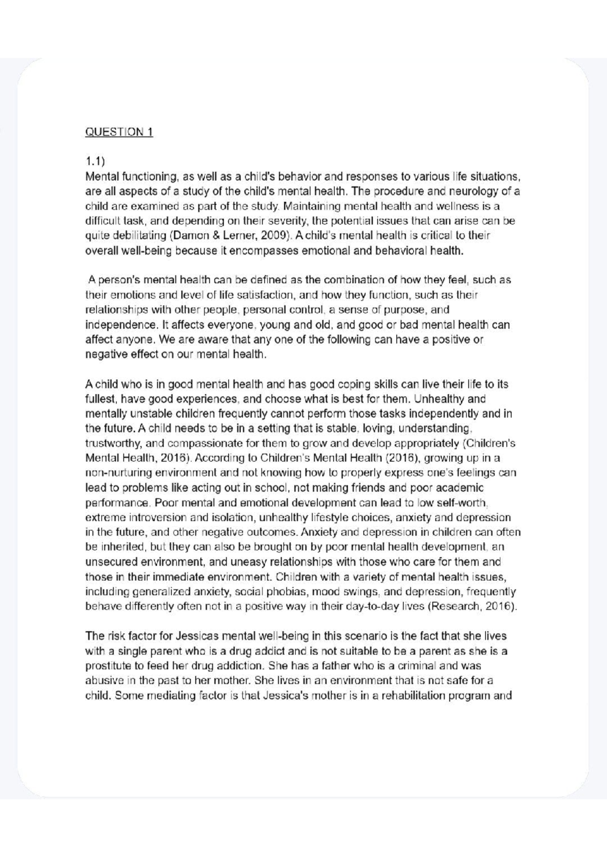 Image to PDF 20241013 18 - QUESTION 1 1) Mental functioning, as well as ...
