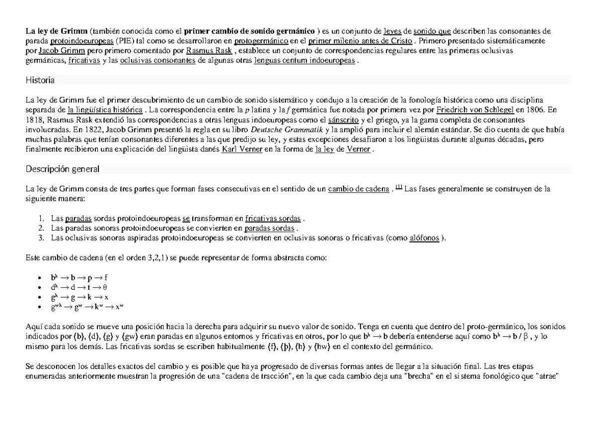 La ley de Grimm ojito La ley de Grimm (también conocida como el