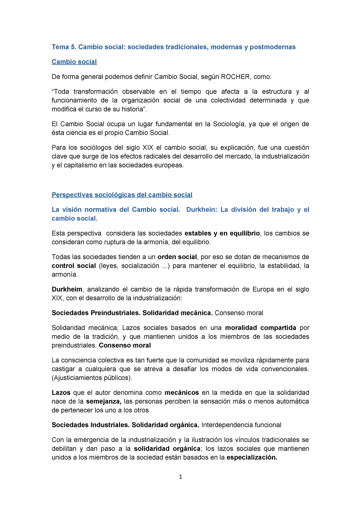 Tema 5. Cambio Social Sociología - Tema 5. Cambio Social: Sociedades ...