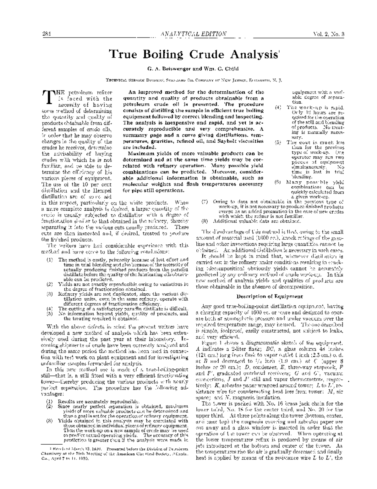 True Boiling Crude Analysis - 284 ANA LYTZCAL EDITIOK T’ol. 2, KO. 3 HE ...