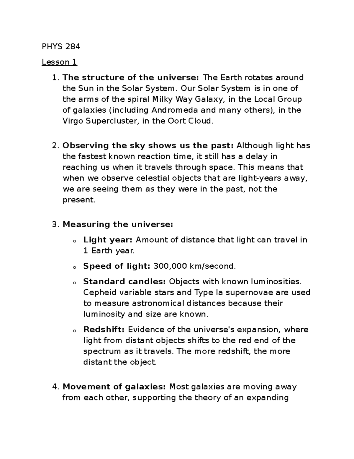 PHYS 284 Notes - Summary of lessons 1-4 - PHYS 284 Lesson 1 1. The ...