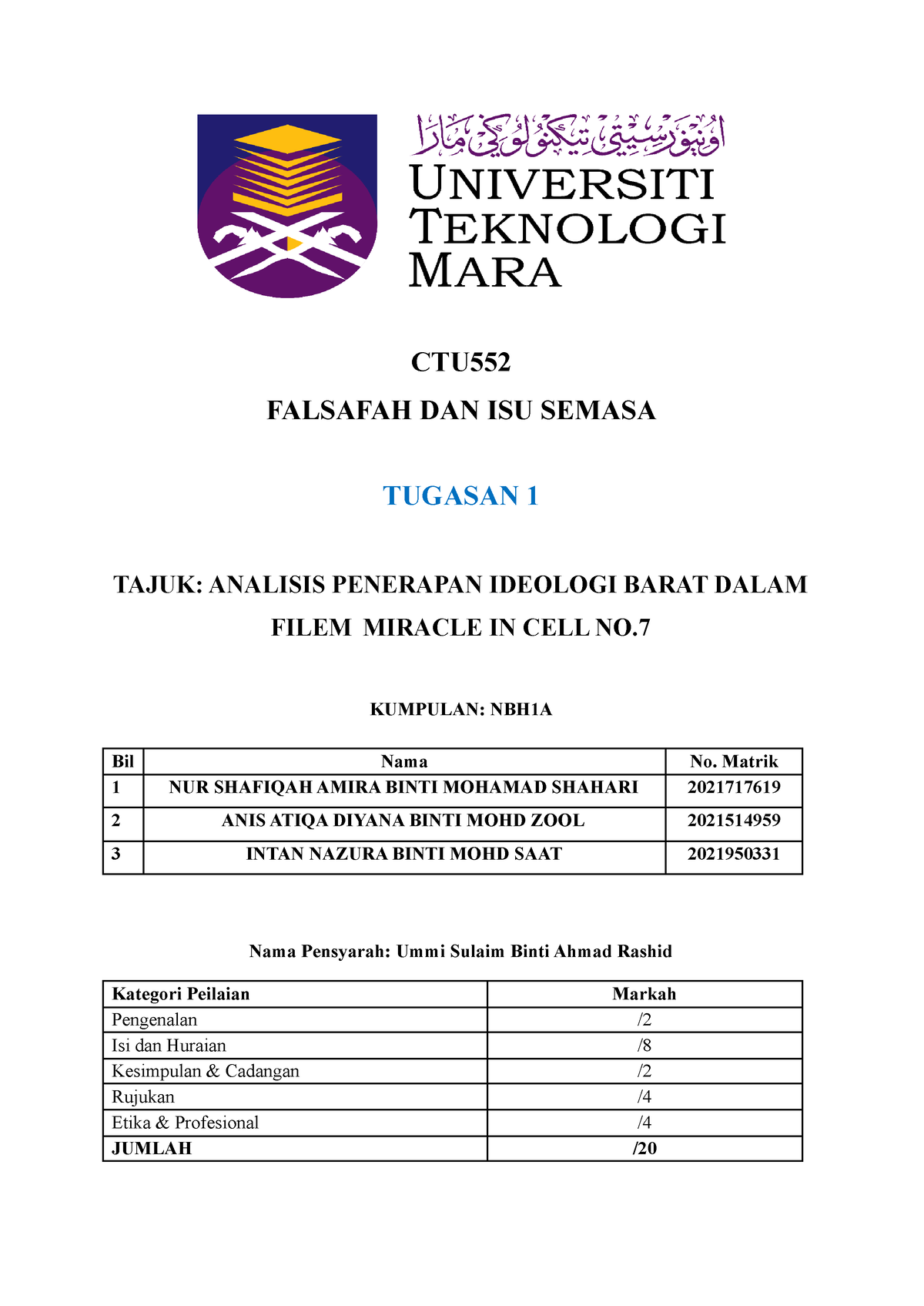 CTU 552- Group Assignment 1 - ( Analisis Penerapan Ideologi Barat Dalam ...