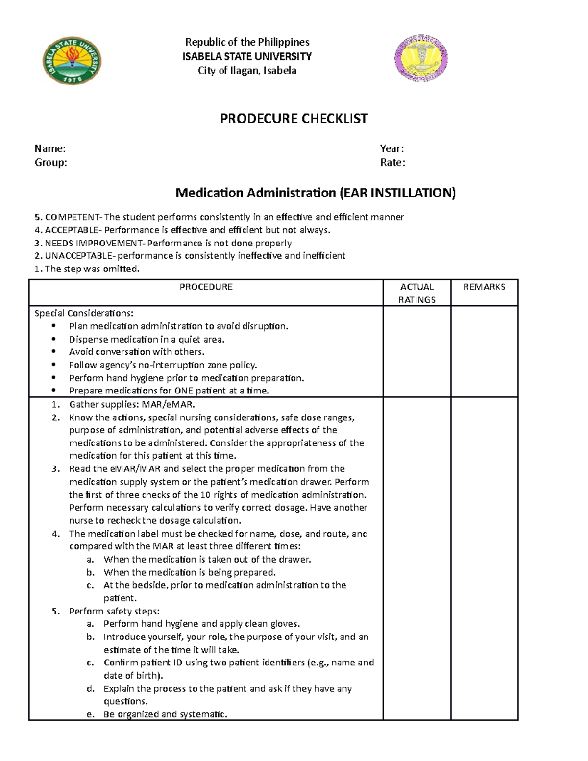 Medication-administration-EAR - Republic of the Philippines ISABELA ...