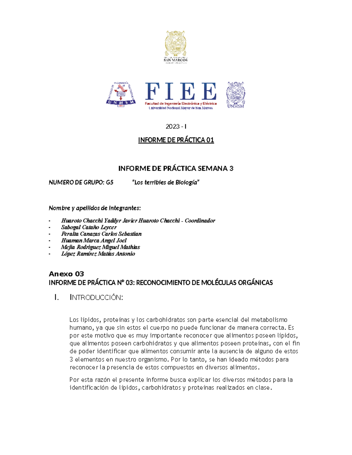 Informe semana 3 - 2023 - I INFORME DE PRÁCTICA 01 INFORME DE PRÁCTICA ...