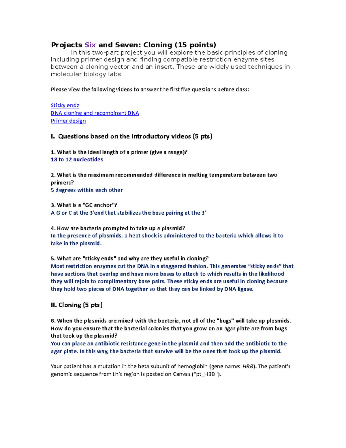 6 Proj Project 6 lab report Projects Six and Seven Cloning (15