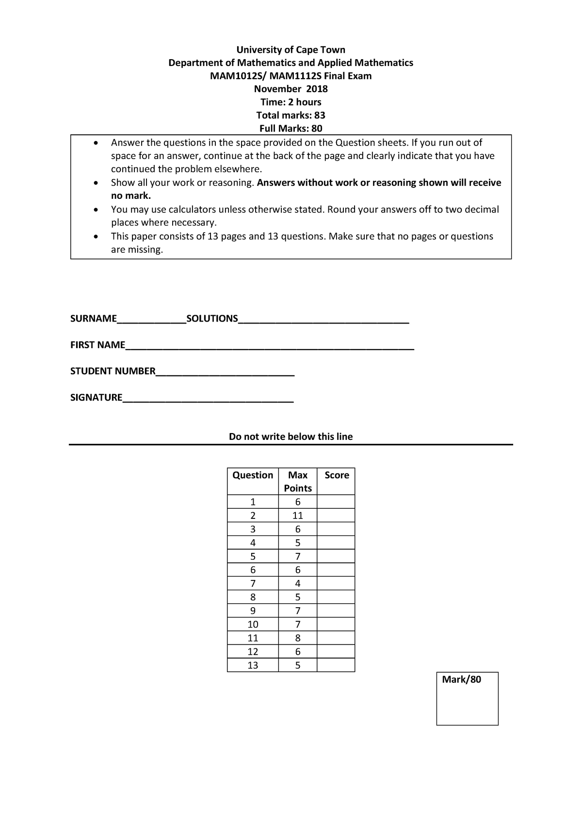 Exam November 2018, questions and answers - University of Cape Town ...