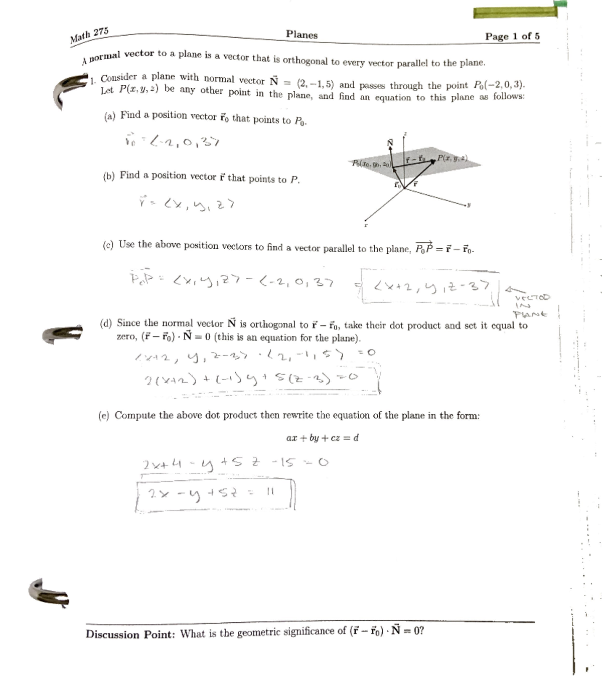 Planes - MATH 275 - Studocu
