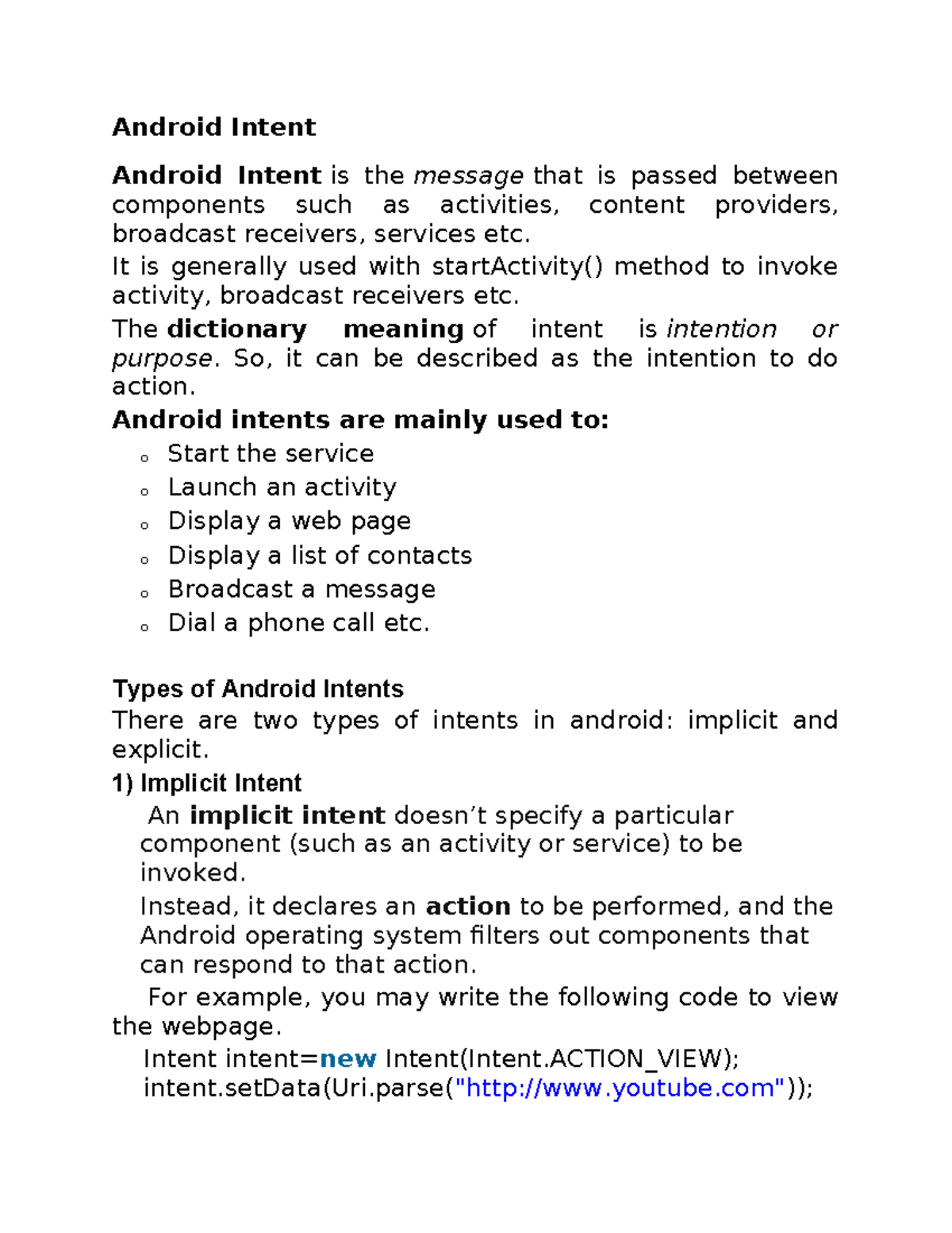 Intent in Android - Android Intent Android Intent is the message that ...