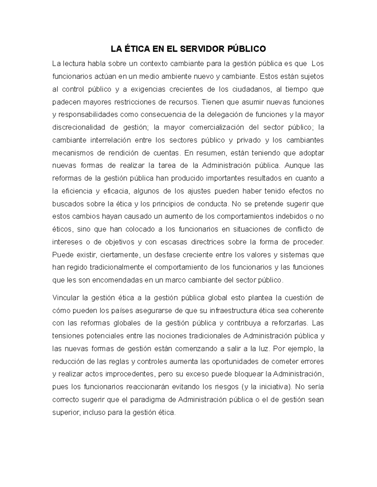 La ética En El Servidor Público La ética En El Servidor Público La