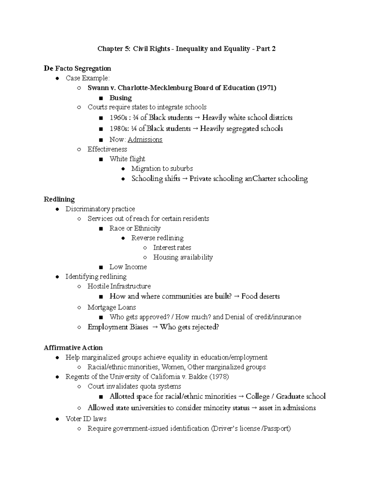 Chapter 5 Civil Rights - Inequality and Equality - Part 2 - Charlotte ...