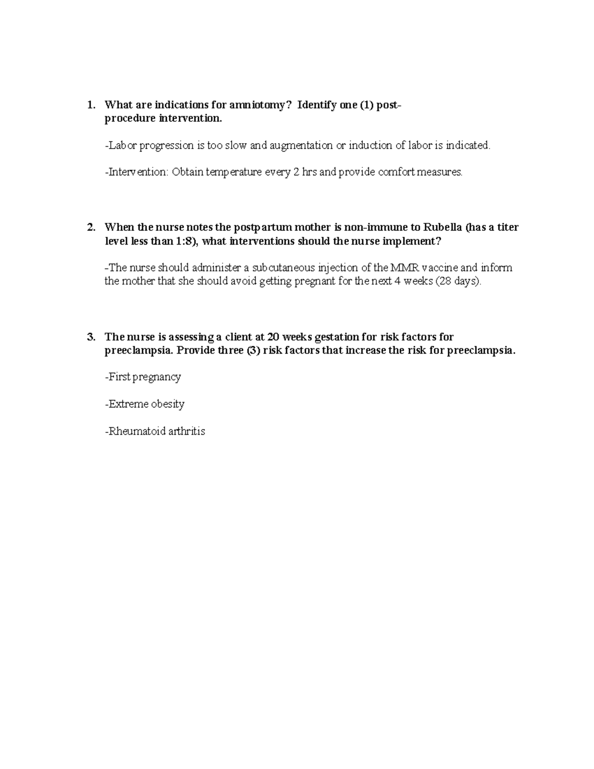 OB remediation What are indications for amniotomy? Identify one (1