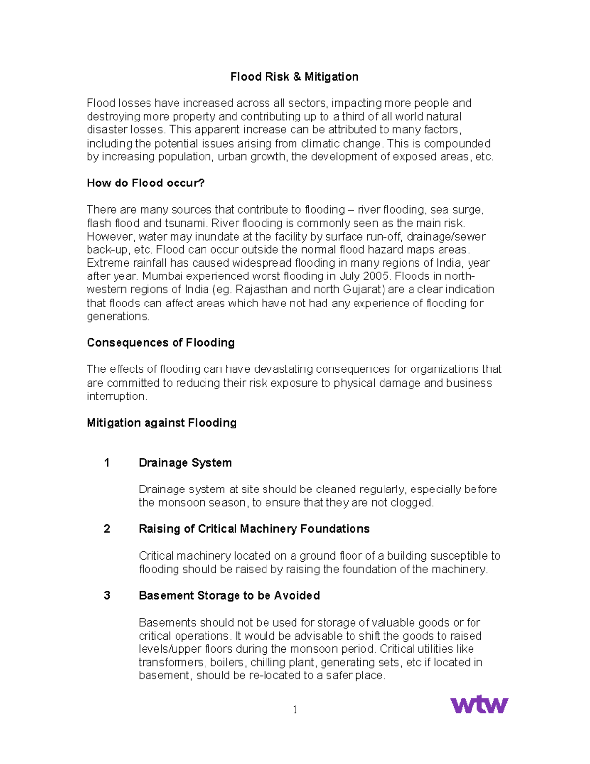 Flood Risk &Mitigation - 1 Flood Risk & Mitigation Flood losses have ...