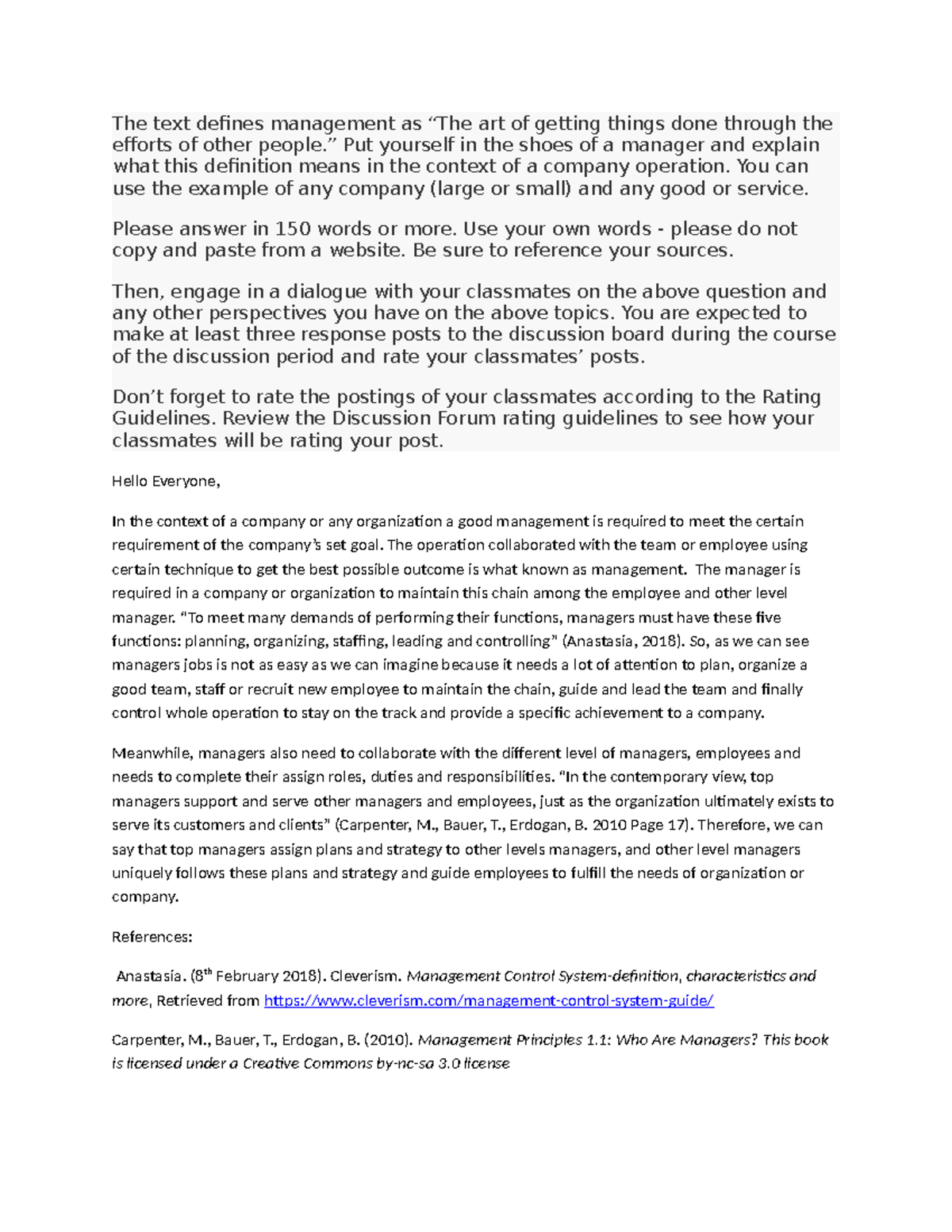 36323353 - ,50696497 - Principles of Business Management BUS 1101 Assignmen  - The text defines - StuDocu