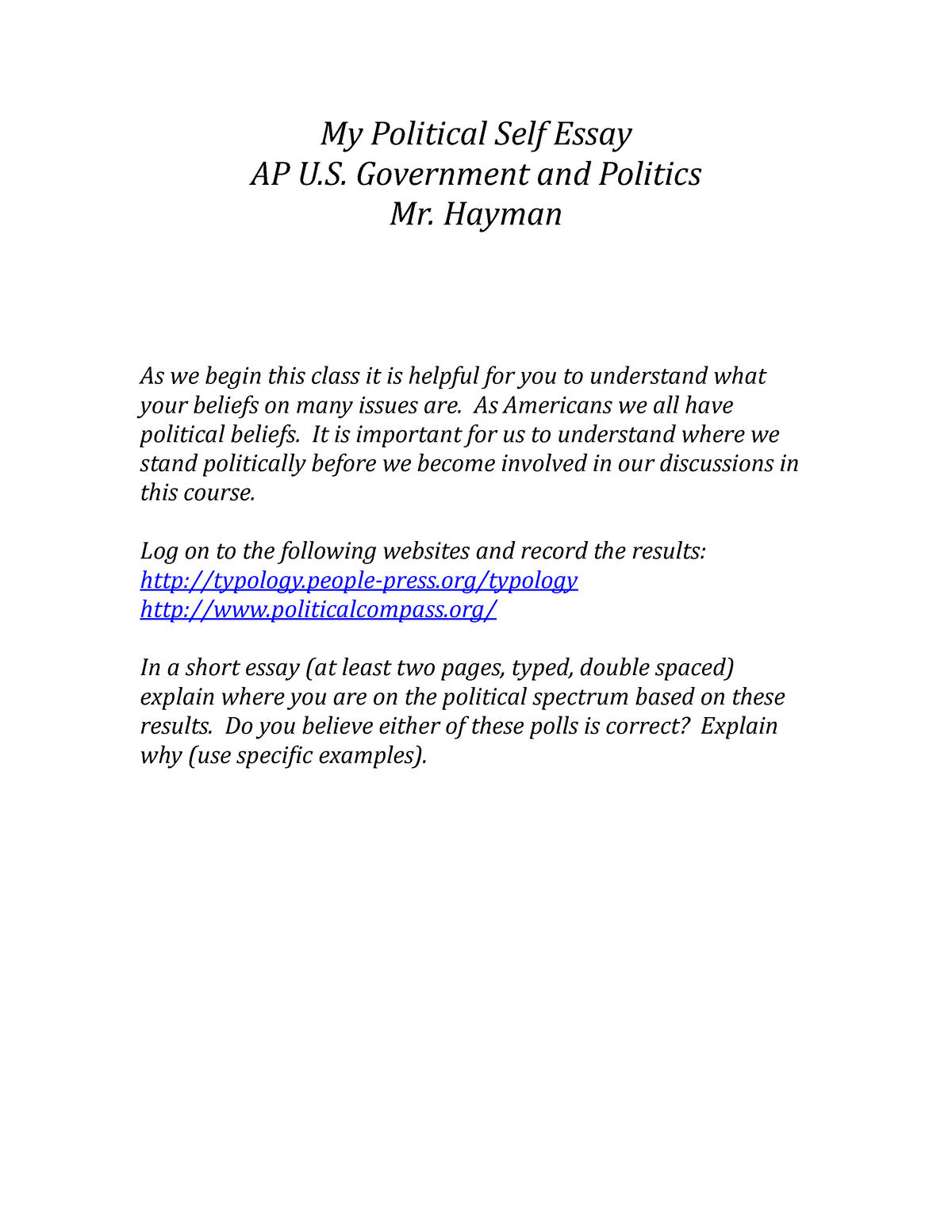 my-political-self-essay-government-and-politics-mr-hayman-as-we