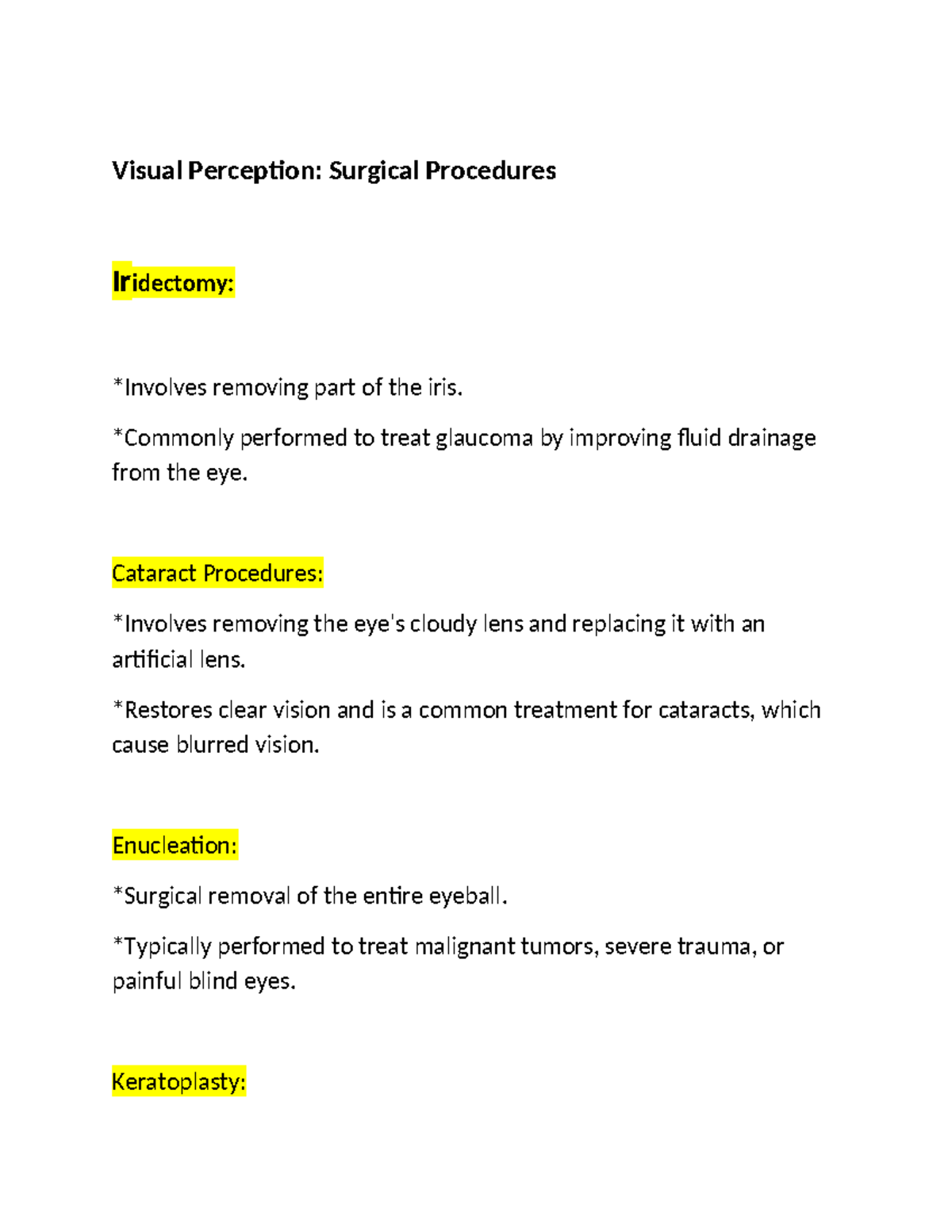 Auditory and Visual Perception A - Visual Perception: Surgical ...