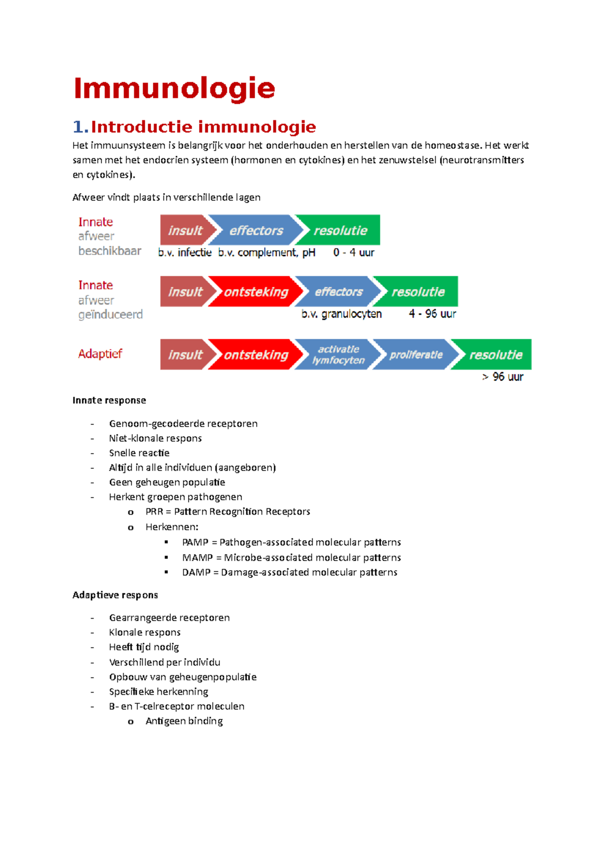 KT1701 Immunologie Samenvatting Met Afbeeldingen - Immunologie 1 ...