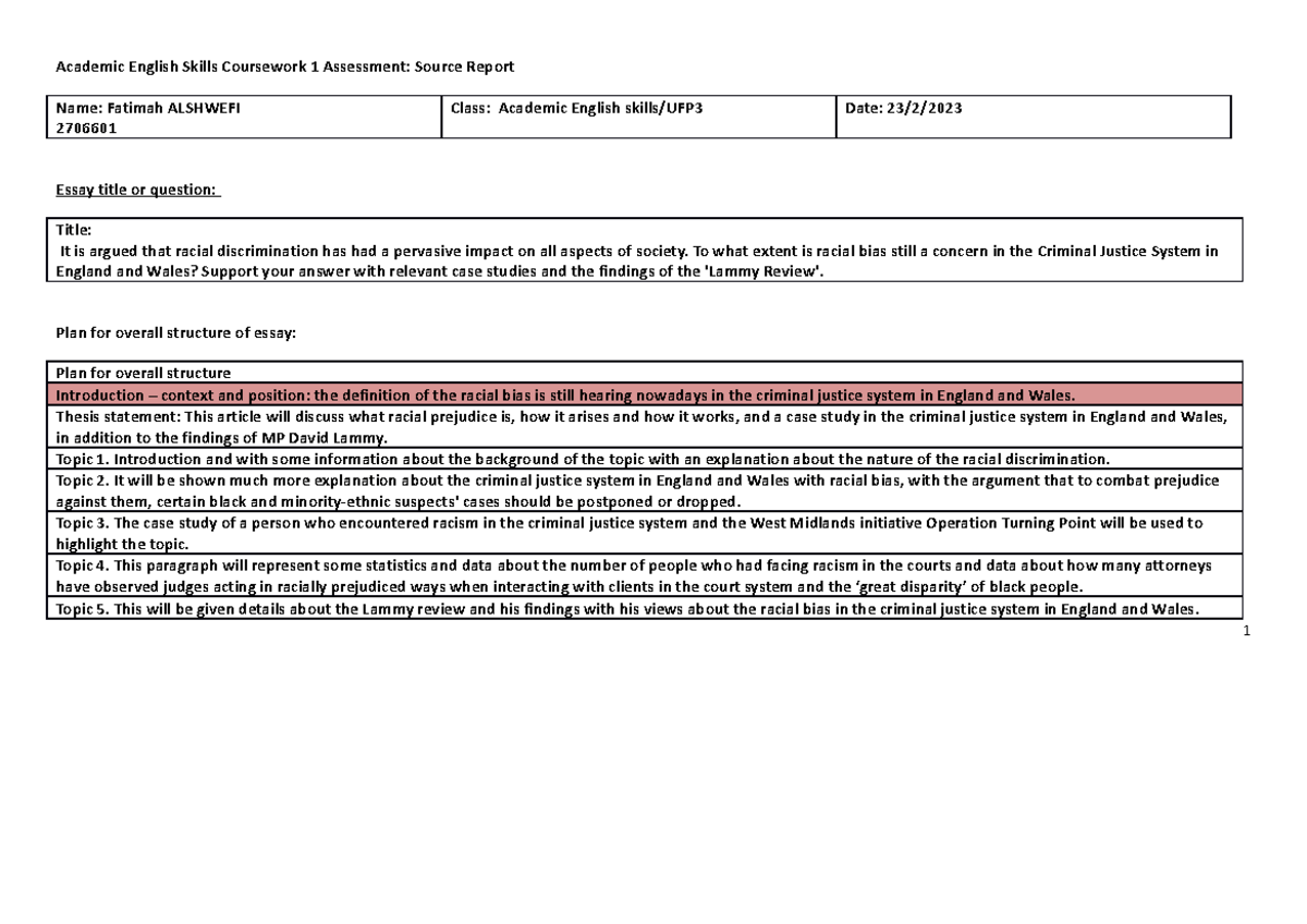 1 CW (1) English - Academic English Skills Coursework 1 Assessment ...