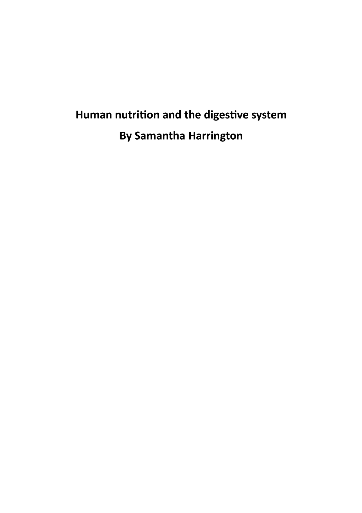 unit 9 human nutrition and the digestive system essay