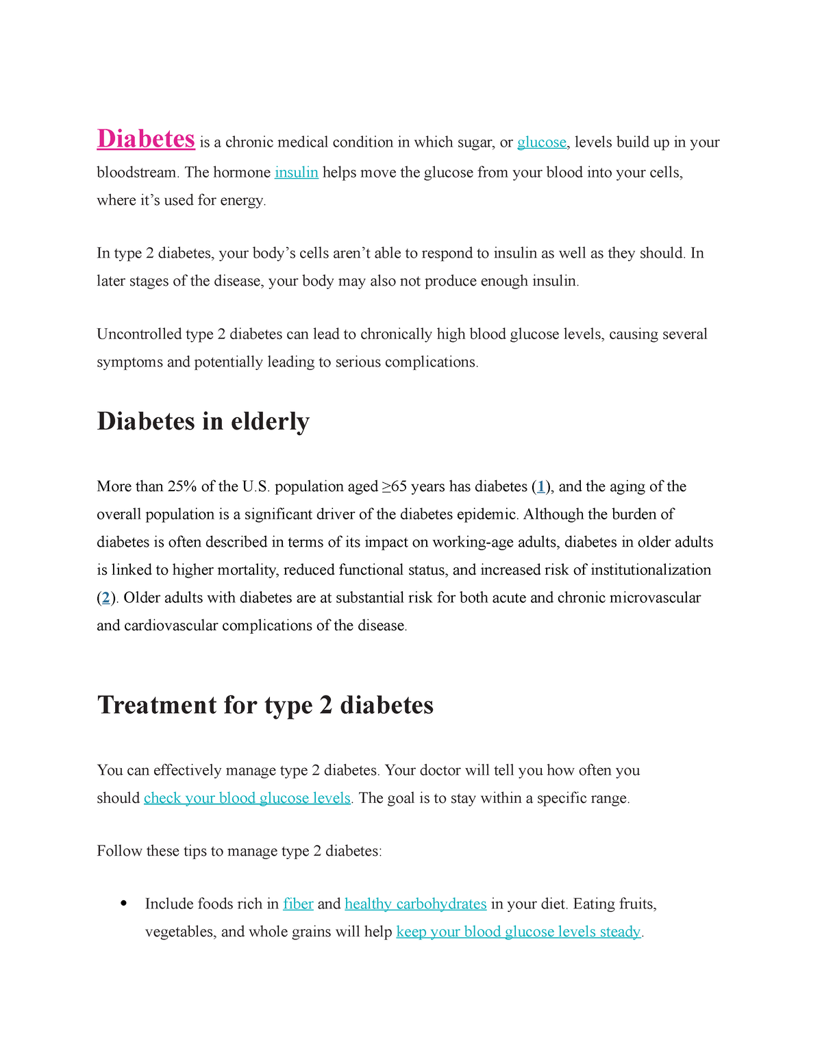 Aging presentation - Diabetes is a chronic medical condition in which ...